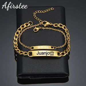 Stainless Steel Engrave Name Father Son Bracelet