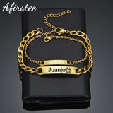 Stainless Steel Engrave Name Father Son Bracelet