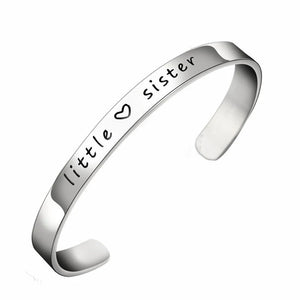 Engraved Big Sis Middle Sis Little Sis Sister Cuff Bangle Bracelet