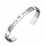 Engraved Big Sis Middle Sis Little Sis Sister Cuff Bangle Bracelet