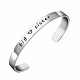 Engraved Big Sis Middle Sis Little Sis Sister Cuff Bangle Bracelet