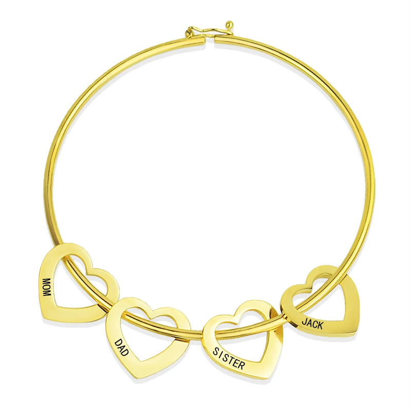 Personalized Stainless Steel Letter Bangle Heart Bracelet