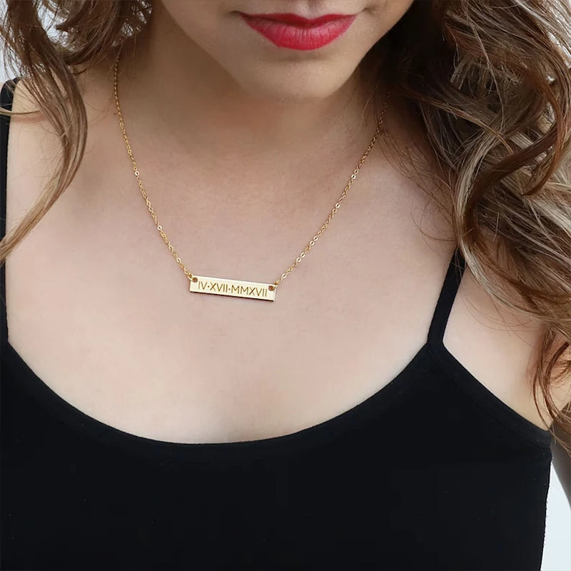 Stainless Steel Engraved Name Necklaces for Women Men