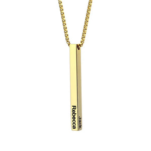 Custom Engraved Stainless Steel Necklace - Square Bar Pendant