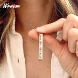 Custom Engraved Stainless Steel Necklace - Square Bar Pendant