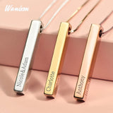Custom Engraved Stainless Steel Necklace - Square Bar Pendant