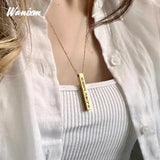 Custom Engraved Stainless Steel Necklace - Square Bar Pendant
