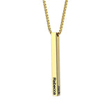 Custom Engraved Stainless Steel Necklace - Square Bar Pendant