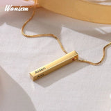 Custom Engraved Stainless Steel Necklace - Square Bar Pendant