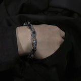 Stainless Steel Engraving Link Chain Bracelet Men Women Friendship Gift