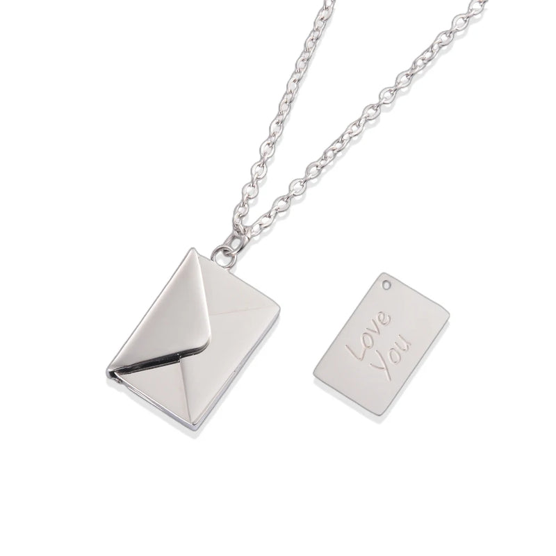 Stainless Steel Envelope Locket Necklace for Couples