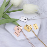 Stainless Steel Envelope Necklace Secret Message Name Necklace
