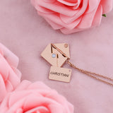 Stainless Steel Envelope Necklace Secret Message Name Necklace