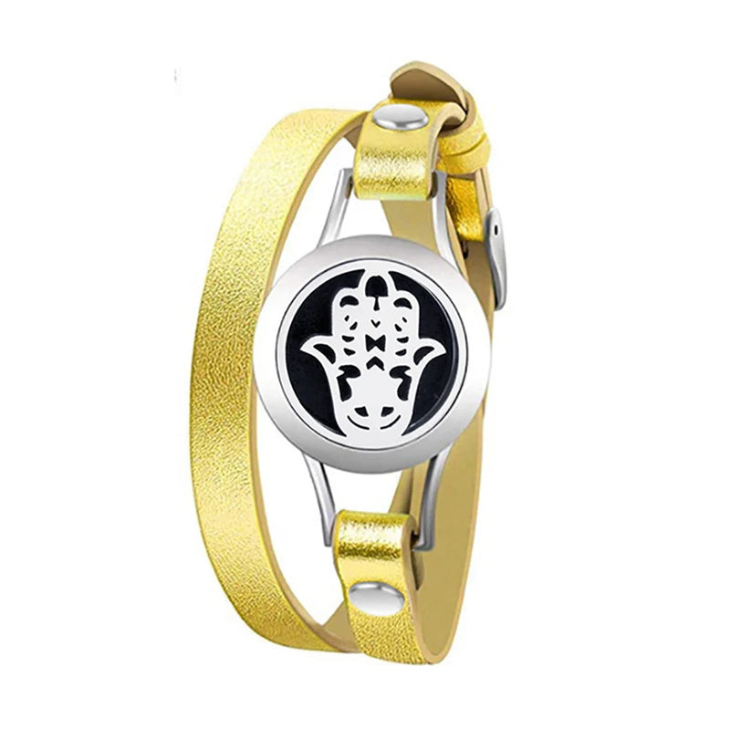 Stainless Steel Aromatherapy Leather Bracelet Bangle for Women