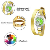 Stainless Steel Aromatherapy Leather Bracelet Bangle for Women