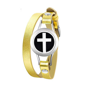 Stainless Steel Aromatherapy Leather Bracelet Bangle for Women