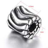 Stainless Steel European Beads Ripple Cylinder 4mm Hole Charms