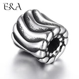 Stainless Steel European Beads Ripple Cylinder 4mm Hole Charms