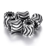 Stainless Steel European Beads Ripple Cylinder 4mm Hole Charms