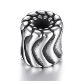 Stainless Steel European Beads Ripple Cylinder 4mm Hole Charms