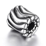 Stainless Steel European Beads Ripple Cylinder 4mm Hole Charms