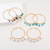 Exaggerated Circle Hoop Earrings with Pearl Charms