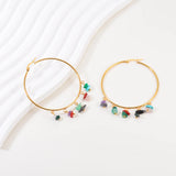Exaggerated Circle Hoop Earrings with Pearl Charms