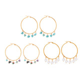 Exaggerated Circle Hoop Earrings with Pearl Charms