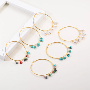 Exaggerated Circle Hoop Earrings with Pearl Charms