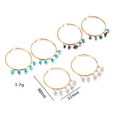 Exaggerated Circle Hoop Earrings with Pearl Charms
