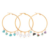 Exaggerated Circle Hoop Earrings with Pearl Charms