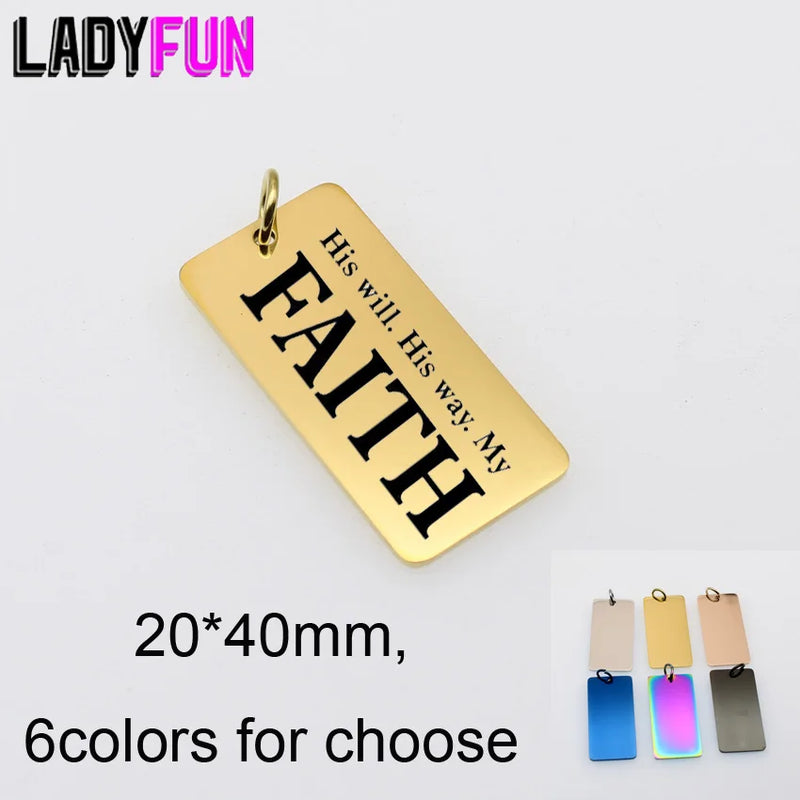 Stainless Steel Faith Charms His Will His Way My Faith DIY Pendant
