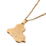 Stainless Steel Allah Name Iraq Map Pendant Necklaces