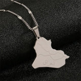 Stainless Steel Allah Name Iraq Map Pendant Necklaces