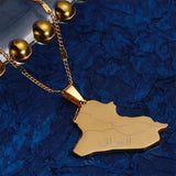 Stainless Steel Allah Name Iraq Map Pendant Necklaces