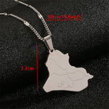 Stainless Steel Allah Name Iraq Map Pendant Necklaces