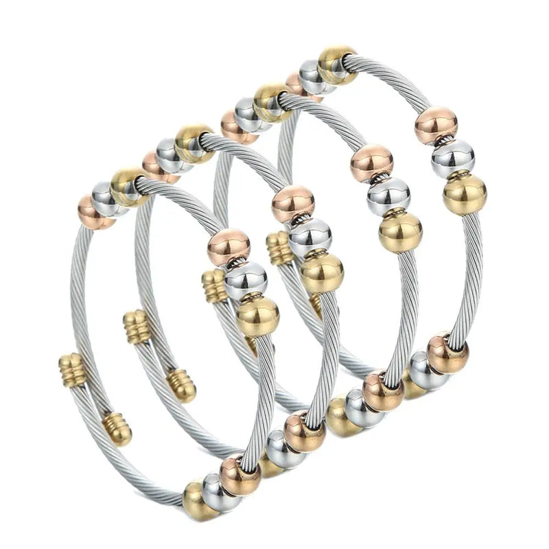 Stainless Steel Ball Beads Charm Bracelets Men Women Party Jewelry