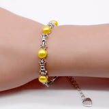 Stainless Steel Bracelets with Button Pearls Mix Colors