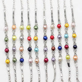 Stainless Steel Bracelets with Button Pearls Mix Colors