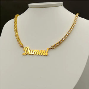 Gold-Plated Zirconia Pendant Necklace Lady Chain Dinner Accessory