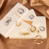 Stainless Steel Distortion Interweave Earring Geometric Round Hoop Earrings