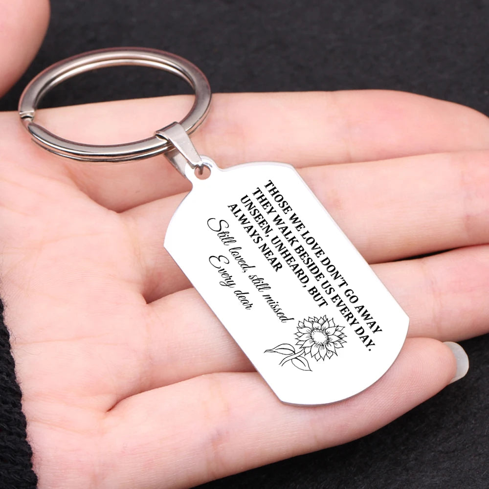 Memorial Stainless Steel Dog Tag Keyring - In Memory Of Loved Ones