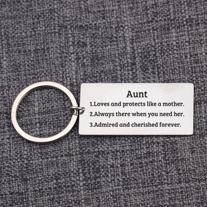 Aunt Gift: Stainless Steel Keychain for Protection & Love