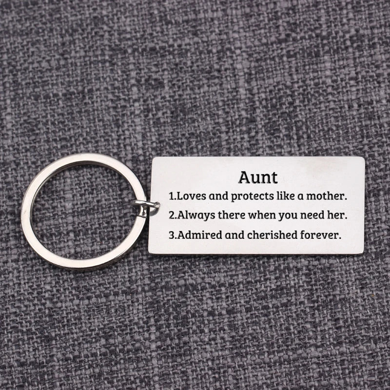 Aunt Gift: Stainless Steel Keychain for Protection & Love