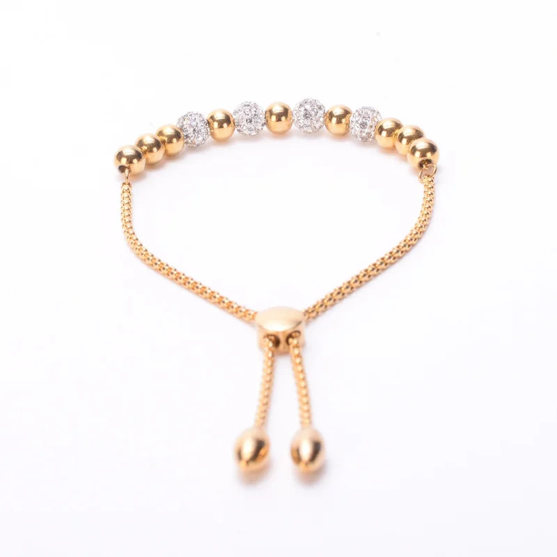 Adjustable Zircon Beaded Bracelet for Women - Hypoallergenic