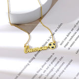 Stainless Steel Football Pendant Name Necklace DIY