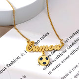 Stainless Steel Football Pendant Name Necklace DIY
