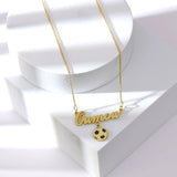 Stainless Steel Football Pendant Name Necklace DIY