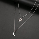 Multi-layer Sun Moon Pendant Necklace for Women
