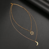 Multi-layer Sun Moon Pendant Necklace for Women
